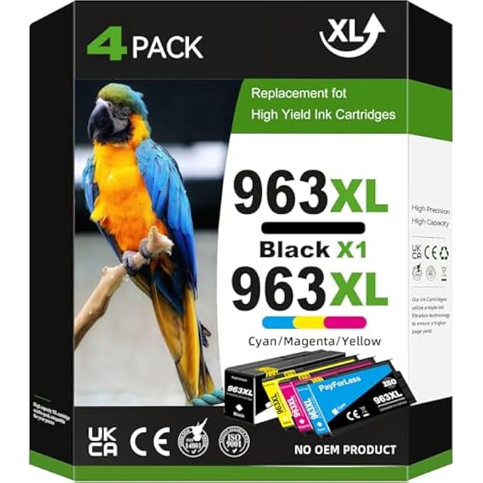 963XL COMPATIBLE WITH HP 963XL MULTIPACK FOR HP 963 FOR HP OFFICEJET PRO 9010 CARTRIDGES 9020 9012 9022 9014 9015 9016 9018 9019 PACK OF 4 - Image 1