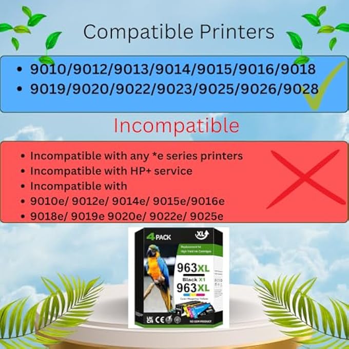 963XL COMPATIBLE WITH HP 963XL MULTIPACK FOR HP 963 FOR HP OFFICEJET PRO 9010 CARTRIDGES 9020 9012 9022 9014 9015 9016 9018 9019 PACK OF 4 - Image 2