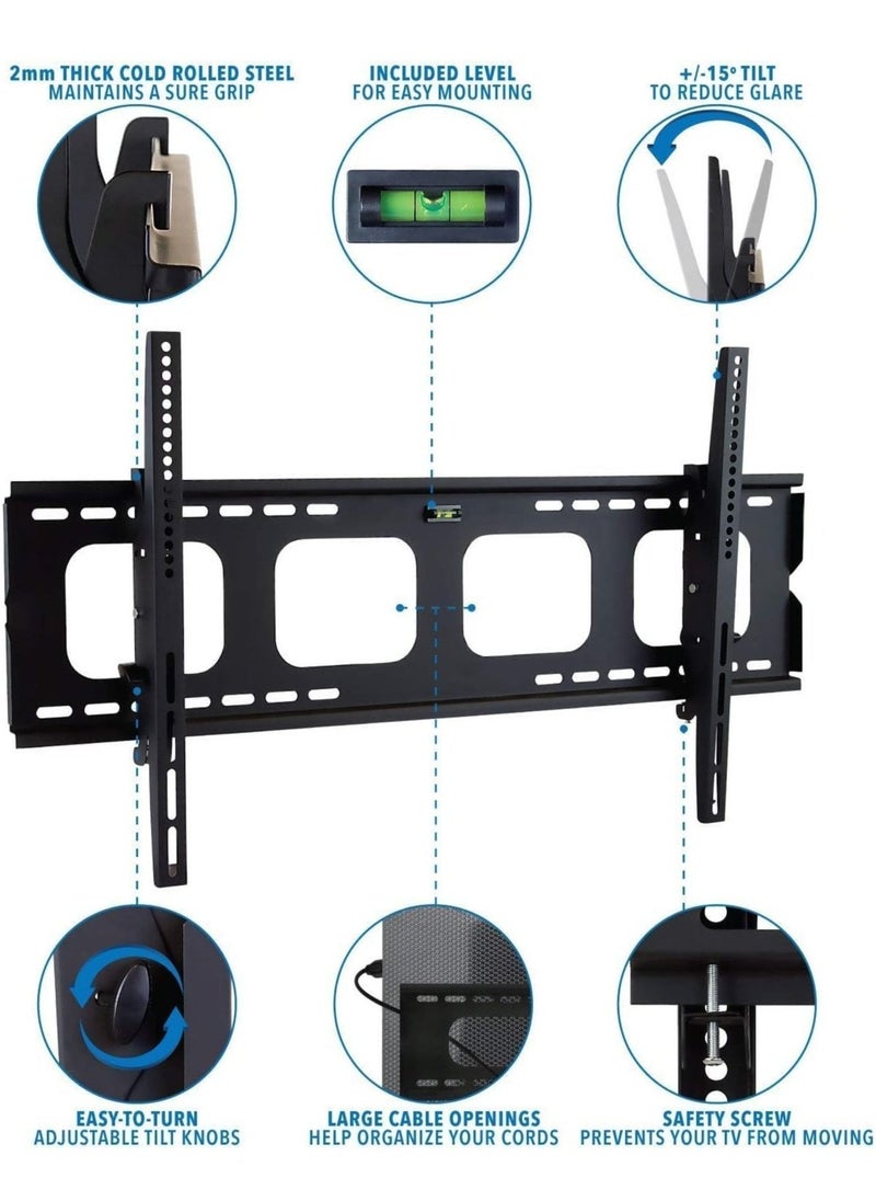 Large Tilting TV Wall Mount Bracket | 42 43 50 55 58 65 70 75 80 Inch | 220 Pound Capacity | VESA Compatible | Low Profile | Flat Screens(HEAVY-D) - Image 2