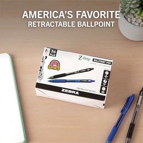 Zebra Pen ZGrip Retractable Ballpoint Pen SmoothFlowing Black and Blue Ink 10mm Medium Point School Office Supplies Ideal for NoteTaking Journal and Planner Use 36Pack 24036 - Image 3