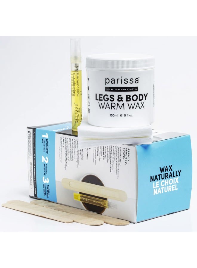 parissa Legs & Body Warm Wax Kit, Salon-Style Microwavable Formula for Coarse Hair Removal on Face or Body, At-Home Waxing Kit - Image 5