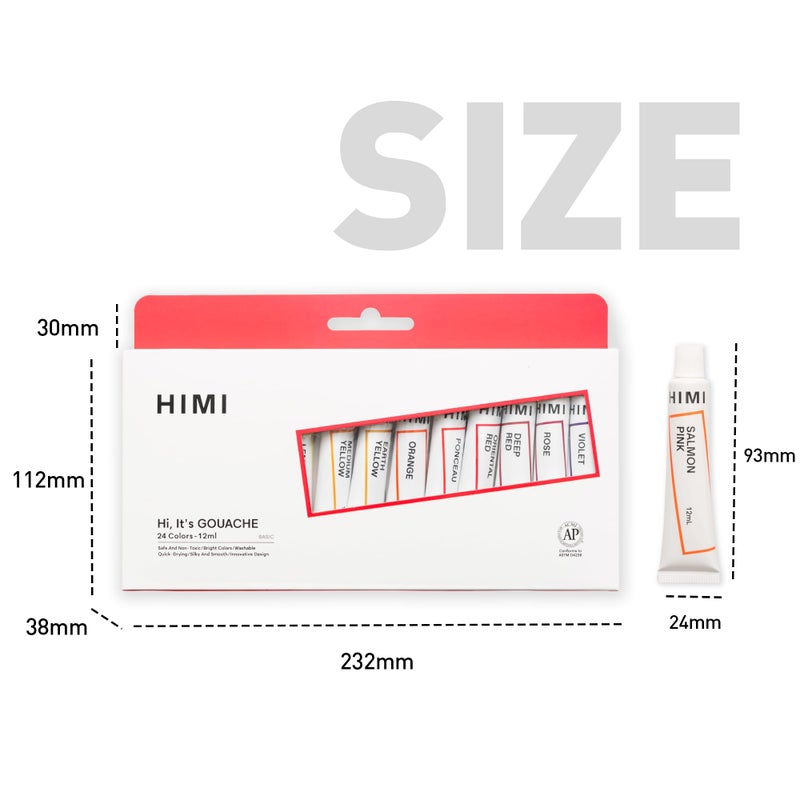 HIMI Gouache Paint Tube Set -24 Colors 12ml, with Rich Pigments, Gouache paint Non-Toxic, suitable for Beginners, Artists, and Hobby Painters. Beautiful Gifts for Art Supplies Paintingï¼ˆ24 colorsï¼‰ - Image 5