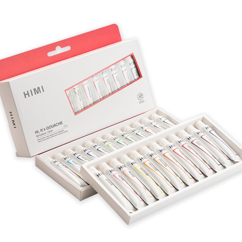 HIMI Gouache Paint Tube Set -24 Colors 12ml, with Rich Pigments, Gouache paint Non-Toxic, suitable for Beginners, Artists, and Hobby Painters. Beautiful Gifts for Art Supplies Paintingï¼ˆ24 colorsï¼‰ - Image 1