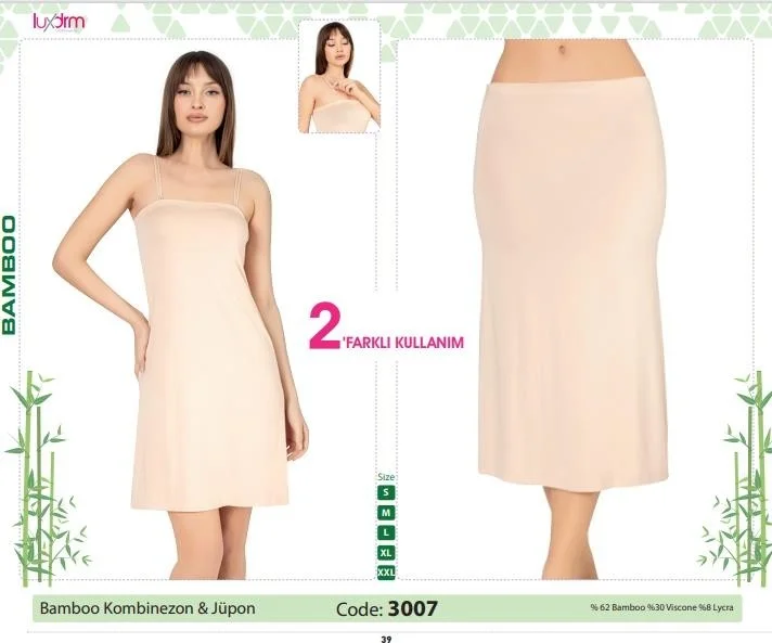 Lüx Drm Lux Drm 3007 Bamboo Single Product 2 Features Petticoat and Long Underskirt Does Not Leave Marks Under the Dress