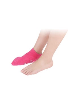 Fodattm 2 Pairs Women Men Moisturizing Gel Socks For Soften Cracked Skin Non-Skid Soft Cotton Gripper Socks Spa Moisturizing Socks Feet Care Treatment (Rose Red)  - Image 3