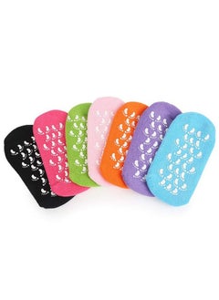 Fodattm 2 Pairs Women Men Moisturizing Gel Socks For Soften Cracked Skin Non-Skid Soft Cotton Gripper Socks Spa Moisturizing Socks Feet Care Treatment (Rose Red)  - Image 5
