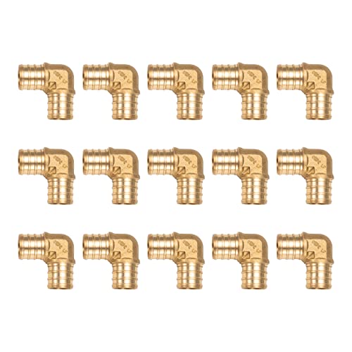 WMAXPFIT15 Pack 34 Inch PEX 90 Degree Elbow F1807 LF Brass crimp fitting for PEXb pipe - Image 1