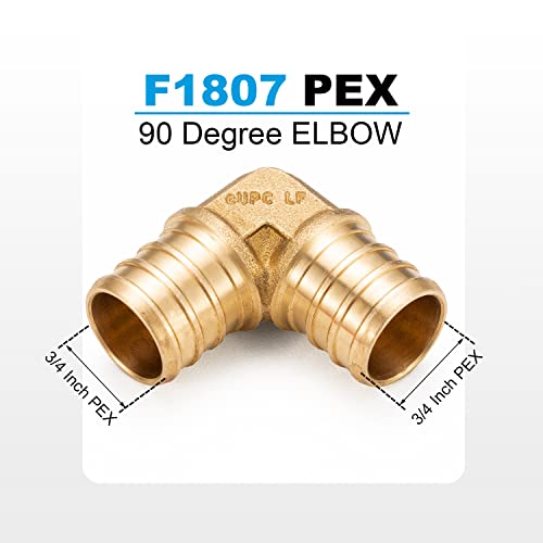 WMAXPFIT15 Pack 34 Inch PEX 90 Degree Elbow F1807 LF Brass crimp fitting for PEXb pipe - Image 3