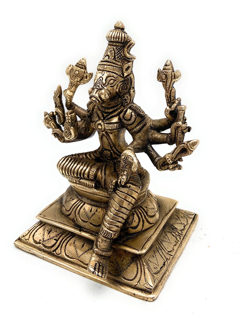 Bhunes Brass Ashta Bhuja Varahi Idol – Varahi Devi Murti, Varahi Amman Statue, Panchami Varahi Vigraha, Sri Varahi Ambal Moorti for Pooja & Home Decor,Gold, 5.5 Inch, 1 Piece - Image 2