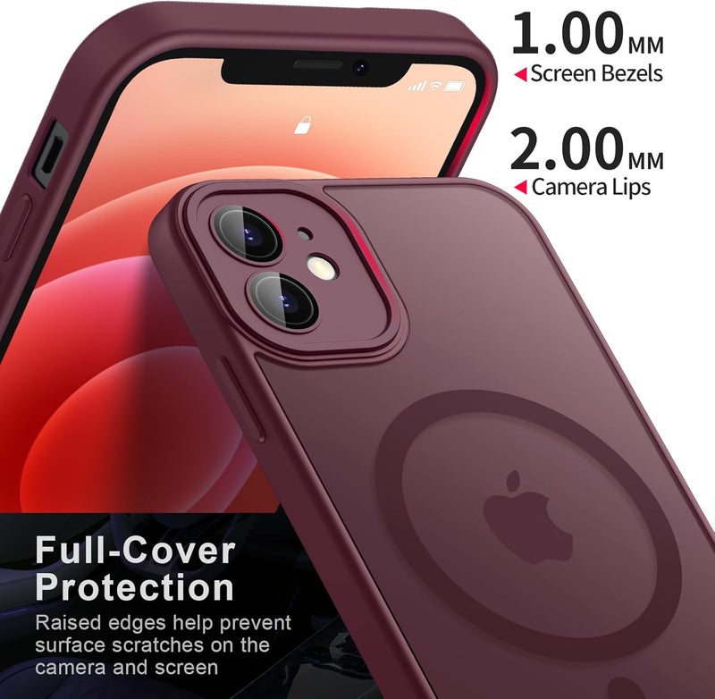Demark iPhone 12/12 Pro Magnetic Case (Compatible with MagSafe)(10 FT Military Grade Drop Protection) Slim Translucent Matte Shockproof with Anti-Fingerprint iPhone 12/12 Pro Phone Case (Wine) - Image 2