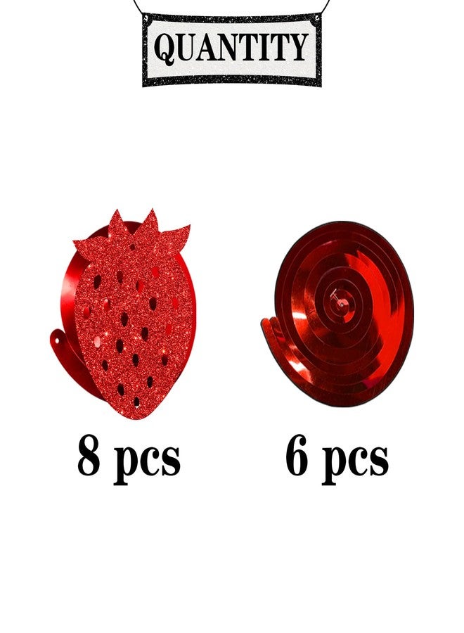 Maicaiffe Strawberry Hanging Swirl Decorations - Glitter 14 Pcs Fruit Theme Strawberry Birthday Party Supplies - Baby Shower Wedding Streamers - Berry Girl Party Foil Swirls Ceiling Decorations - Image 3