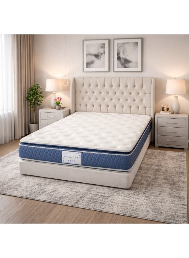 Bless Night Crown 2PT Euro Top Pocket Spring Mattress – Medium Soft Comfort, Motion Isolation, Breathable Knitted Fabric Luxury Bed Mattress - Image 1