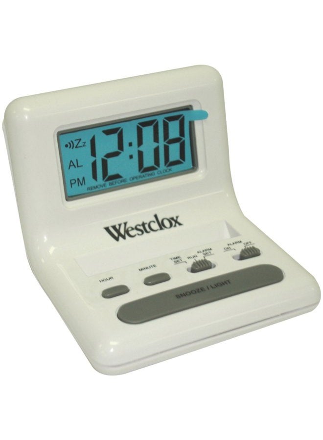 0 47539 White LCD Alarm Clock with Light On Demand, 0.8-Inch, 1
