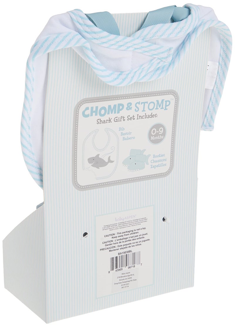 Baby Aspen Shark Bib and Booties Gift Set - Unique Baby Shower Gifts for Boys - 100% Cotton Newborn Bibs and Baby Booties 0-3 Months - Baby Boy Essentials, Cute Shark Week Gift Idea - Image 5