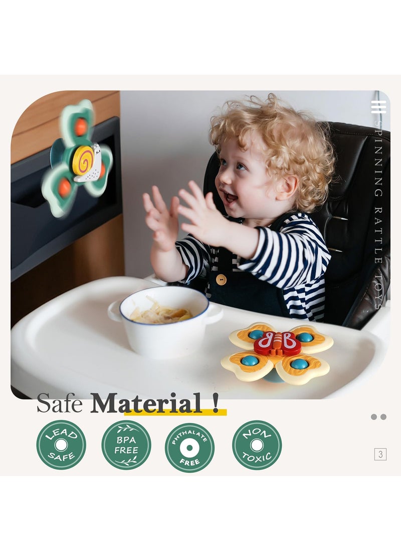 Generic - 3PCS Suction Cup Spinner Toys for 1 Year Old Boy Girl|Spinning Tops Bath Toys for Kids Ages 1-3|Sensory Toys for Baby 6 12 18 Months Boy Birthday Gift - Image 1