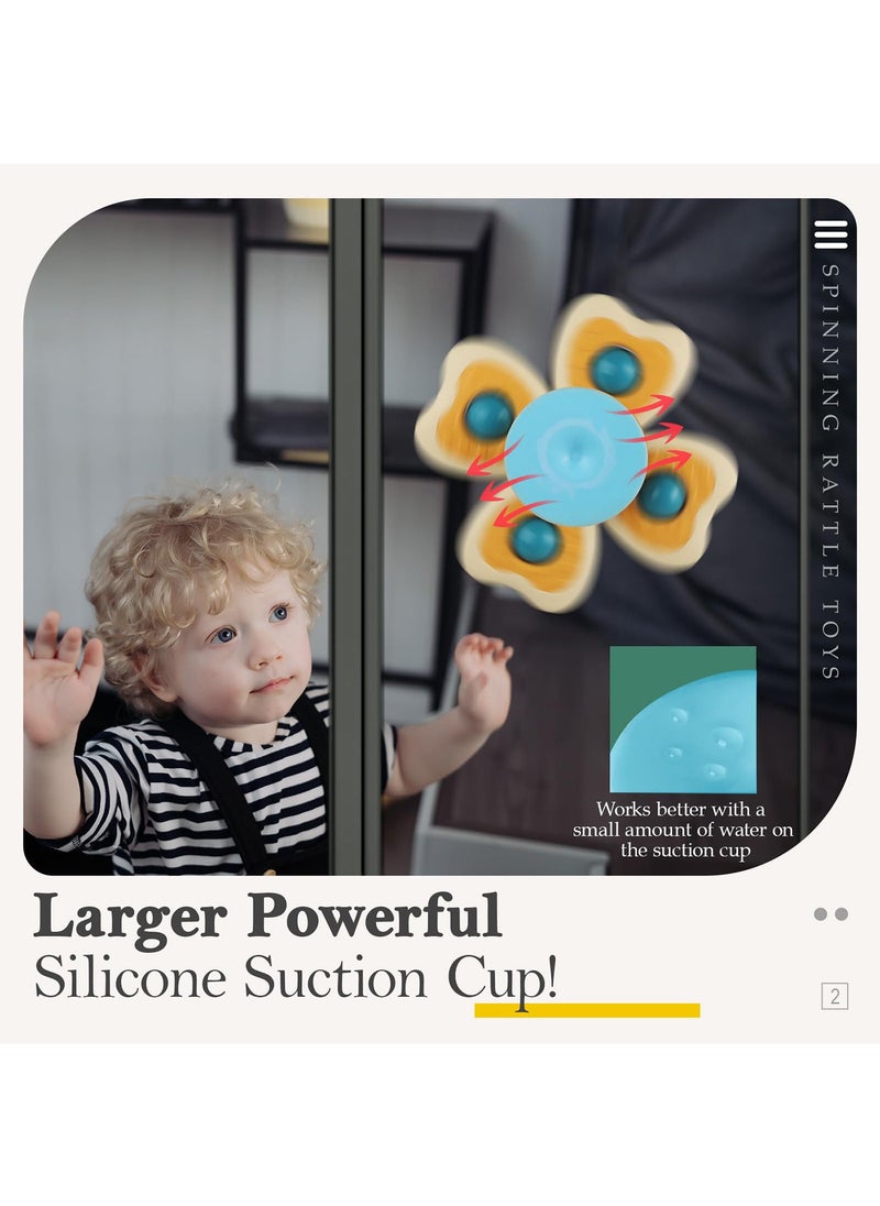 Generic - 3PCS Suction Cup Spinner Toys for 1 Year Old Boy Girl|Spinning Tops Bath Toys for Kids Ages 1-3|Sensory Toys for Baby 6 12 18 Months Boy Birthday Gift - Image 1