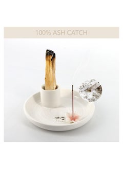 Excefore Palo Santo Burner, Incense Stick Holder, Sage Holder for Burning Ceramic Incense Holder Candle Holder Ash Catcher for Meditation Yoga (White/5 Inch)  - Image 3