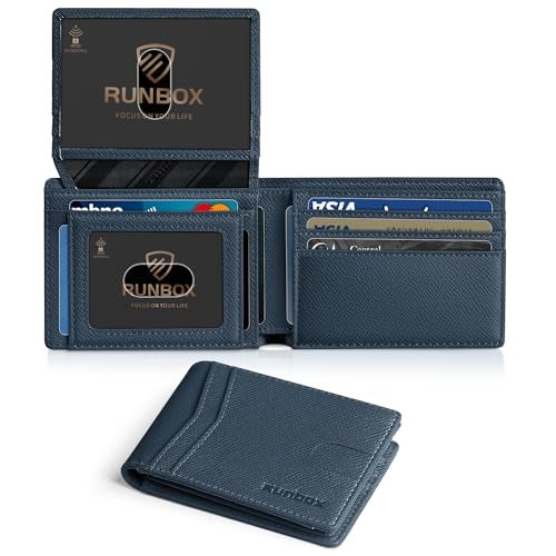 RUNBOX Wallet for Men and Women Slim Rfid Leather 2 ID Window With Gift Box - Image 1
