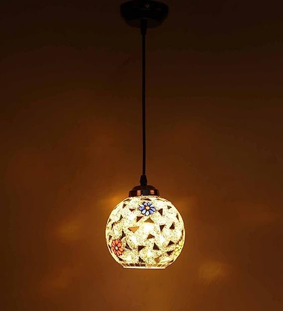 kinis Glass Open Globe Robin Decorative Hanging Lamp for Bedroom/Pendant Lamp for Ceiling Pendant Lamp/Hanging Pendant Light for Bedroom/Office/Dining/Cafe/Restaurants (Pack of 2, Without Bulb) - Image 2