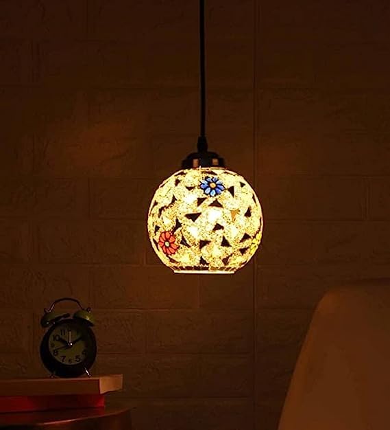 kinis Glass Open Globe Robin Decorative Hanging Lamp for Bedroom/Pendant Lamp for Ceiling Pendant Lamp/Hanging Pendant Light for Bedroom/Office/Dining/Cafe/Restaurants (Pack of 2, Without Bulb) - Image 3