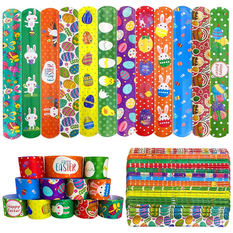 JoFAN 48 PCS Easter Slap Bracelets Toys for Kids Boys Girls Toddlers Easter Basket Stuffers Egg Fillers Gifts Party Favors - Image 3