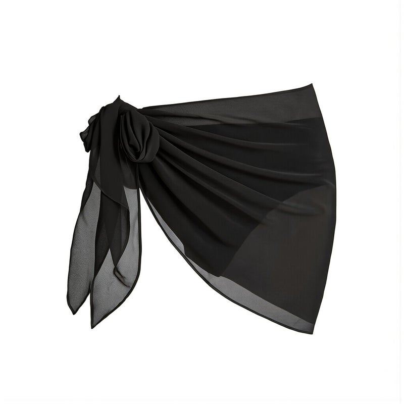 Updated Quick Dry Beach Wrap Skirt Chiffon Sarong No Slip Tie Women Swim Cover Up White 140x50cm - Image 1
