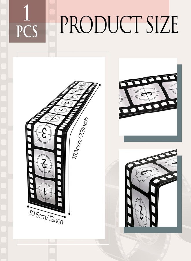 Breling 12 x 72 Inch Movie Night Table Runner Movie Theme Party Decorations Supplies Film Strip Table Runner Film Reel Tablecloth Decor for Kitchen Party(Classic Style,1 Pcs) - Image 3