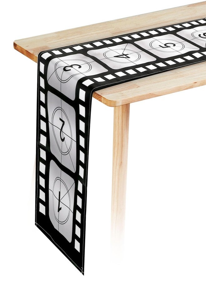 Breling 12 x 72 Inch Movie Night Table Runner Movie Theme Party Decorations Supplies Film Strip Table Runner Film Reel Tablecloth Decor for Kitchen Party(Classic Style,1 Pcs) - Image 1