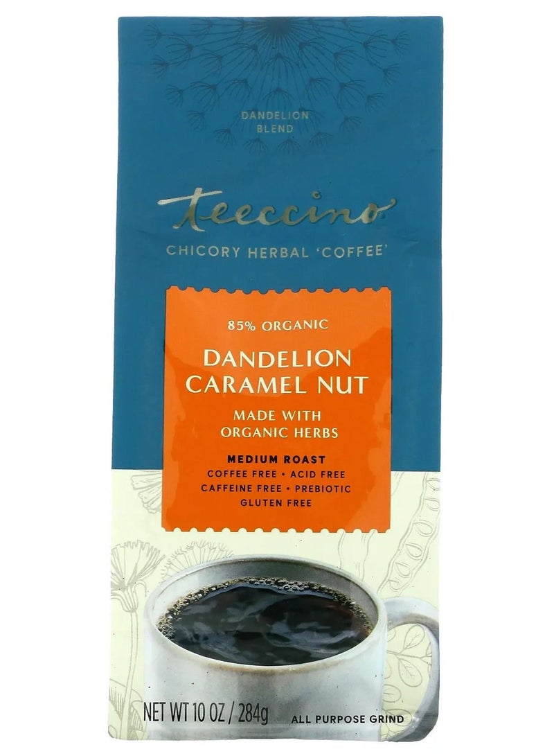 teeccino Teeccino Chicory Herbal Coffee Dandelion Caramel Nut Medium Roast Caffeine Free 10 oz 284 g 