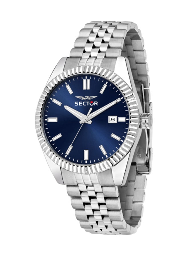 Sector Men's Blue Round Dial with Silver Stainless Steel Band Watch - 41mm - R3253240013 - Image 1