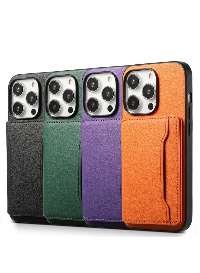 S-TOP Case For iPhone 12 Pro / 12 Calf Texture Card Bag Design Full Coverage Phone Case - Image 4