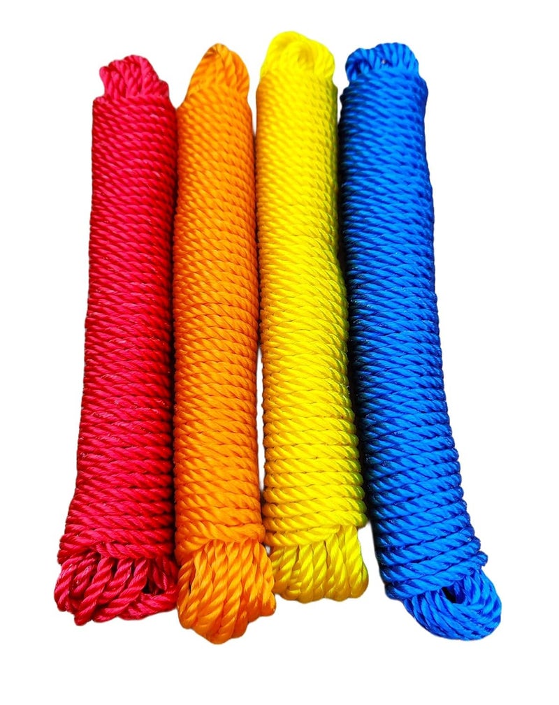 SSKR 10 Metre Long 02 Piece Nylon Rope or Multicolor Cloth Hanging Rope for Both Indoor and Outdoor Purpose - 4mm Thickness - Image 5