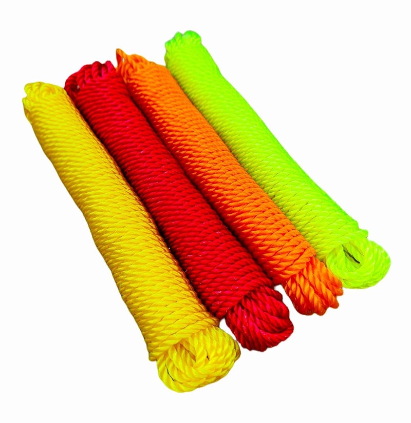 SSKR 10 Metre Long 02 Piece Nylon Rope or Multicolor Cloth Hanging Rope for Both Indoor and Outdoor Purpose - 4mm Thickness - Image 1