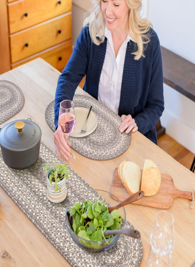 Homespice - Grey Cloud Oval Table Runner, a Handmade Braided Runner of Premium Jute to Use as a Gray Dinner Table Runner - Flawless Edges, Tightly Stiched - A Long Textured Table Runner, 11x36 Inches - Image 1
