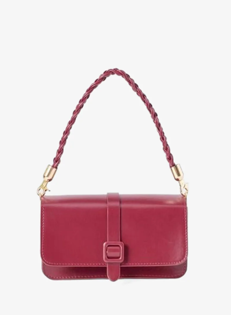 Jimmy Key Burgundy Knitted Handbag and Shoulder Bag with Handle.