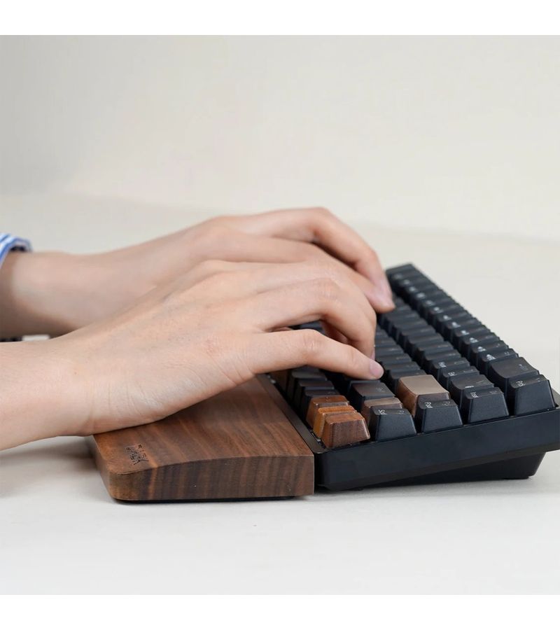 Personalized Luxury Walnut Wood Keyboard Wrist Rest Custom Laser Engraved Ergonomic Design For Mechanical Keyboards Non Slip Gaming Wrist Pad Alleviate Typing Pain Wood Color 3 15 X 14 - Image 1