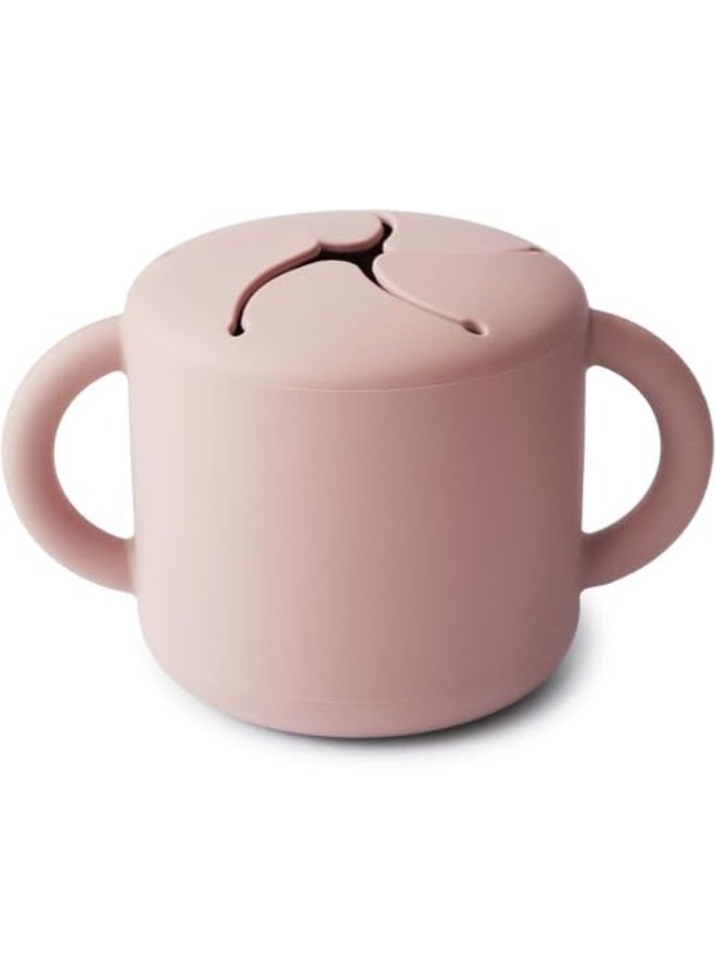 أكواب الوجبات الخفيفة للأطفال الصغار، كوب سيليكون مانع للانسكاب، حاويات طعام للأطفال غير قابلة للانسكاب، حاويات حبوب خفيفة للأطفال، مستلزمات الأطفال الأساسية (وردي خدود) - Image 1