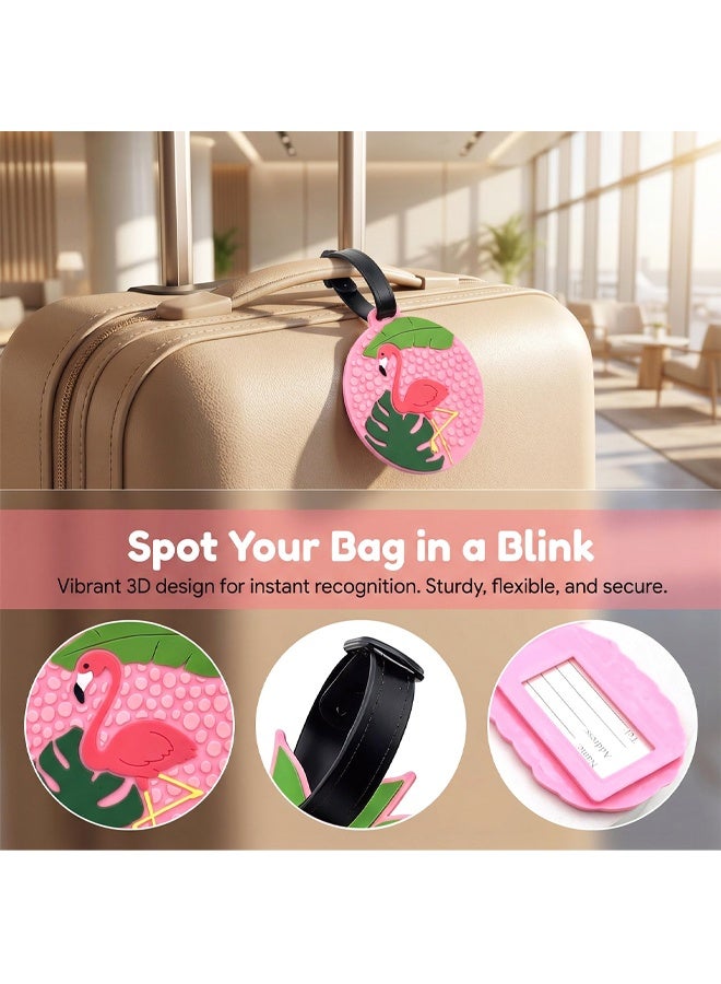 2 PCS Cute Pineapple Flamingo Luggage Tags for Travel Suitcase, Pink Summer Name Tags Silicone Suitcase Labels, Cartoon Travel Baggage Handbag Identity ID Labels for Women Girls - Image 5