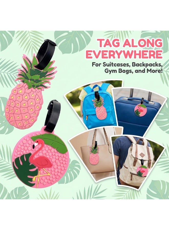 2 PCS Cute Pineapple Flamingo Luggage Tags for Travel Suitcase, Pink Summer Name Tags Silicone Suitcase Labels, Cartoon Travel Baggage Handbag Identity ID Labels for Women Girls - Image 3
