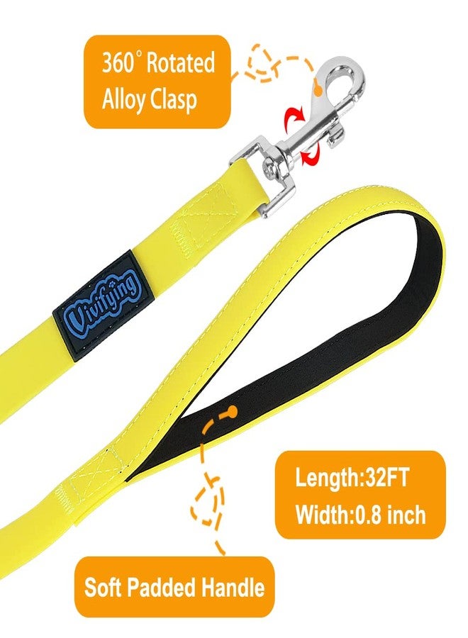Vivifying Waterproof Long Dog Leash, 32ft Dog Training Leash for Outside, Durable PVC Long Line Lead with Padded Handle for Recall Training, Hiking, Swimming, Beach and Lake (Yellow) - Image 4