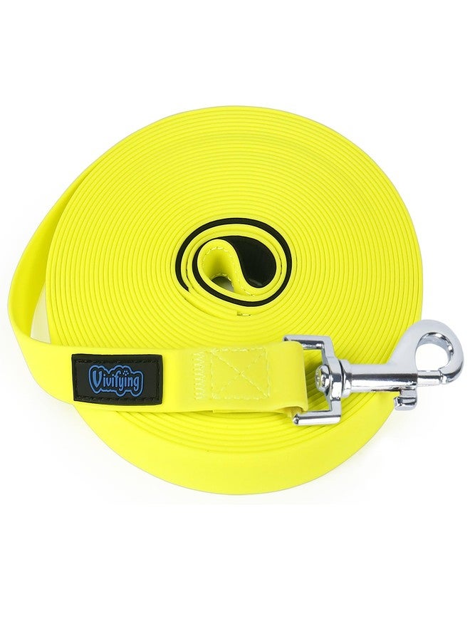 Vivifying Waterproof Long Dog Leash, 32ft Dog Training Leash for Outside, Durable PVC Long Line Lead with Padded Handle for Recall Training, Hiking, Swimming, Beach and Lake (Yellow) - Image 1