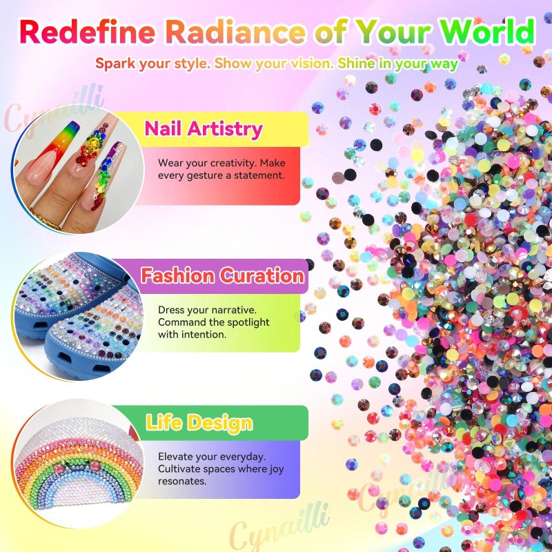 Cynailli 32000Pcs 3MM Colors Flatback Rhinestones for Bedazzling, Jelly Resin Crystal Rhinestones Gems, Colorful Gems Bedazzling for Crafting DIY Face Makeup Crafts Tumblers - Image 5