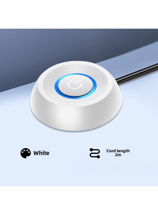 Computer External Desktop Switch Internet Cafe Desktop Power Button External Extension Start Extension Cord Button-Color:Round White 2m Splitless