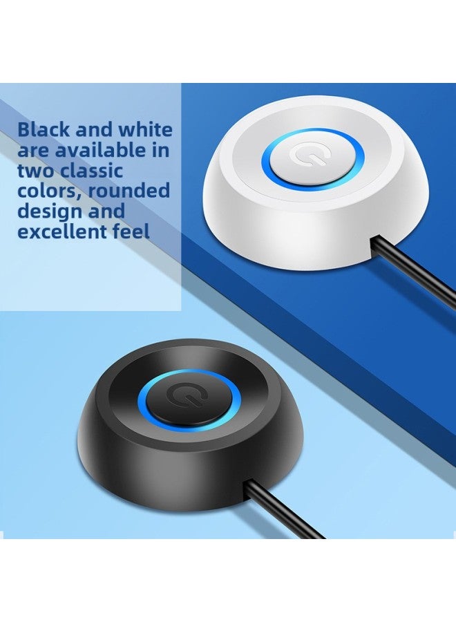 Computer External Desktop Switch Internet Cafe Desktop Power Button External Extension Start Extension Cord Button-Color:Round White 2m Splitless