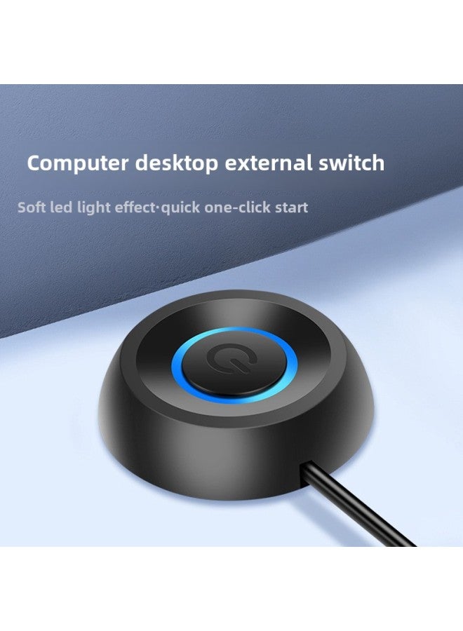 Computer External Desktop Switch Internet Cafe Desktop Power Button External Extension Start Extension Cord Button-Color:Round White 2m Splitless