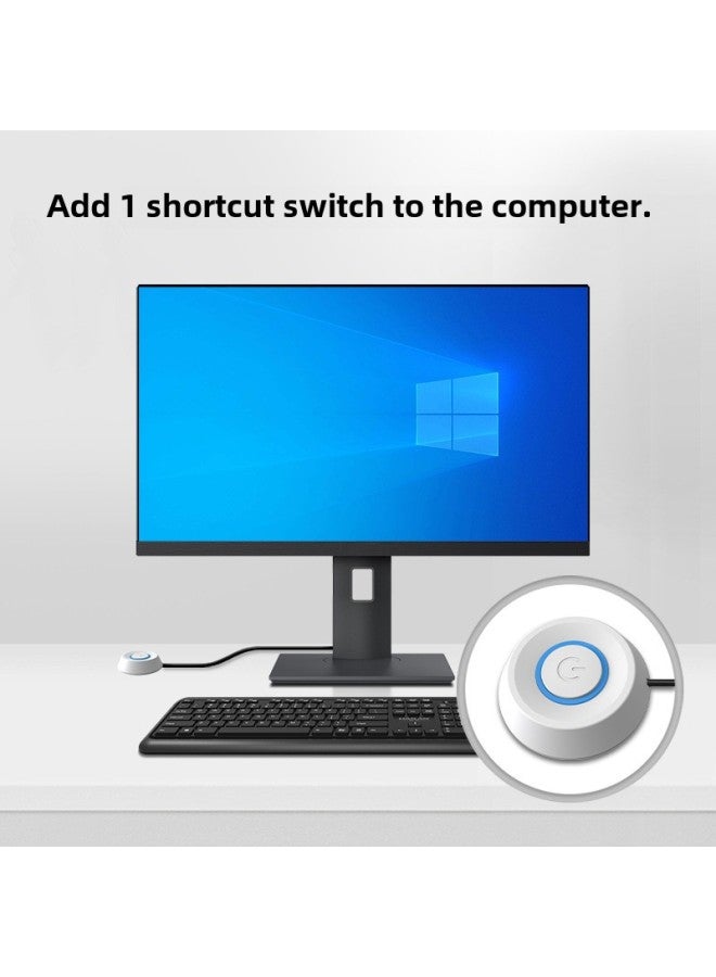 Computer External Desktop Switch Internet Cafe Desktop Power Button External Extension Start Extension Cord Button-Color:Round White 2m Splitless