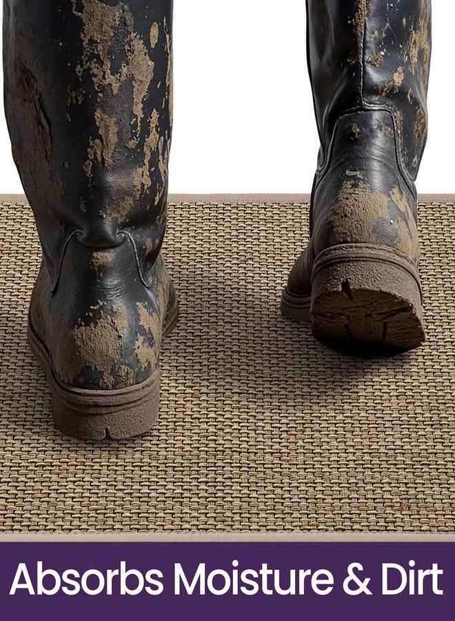 DEXI Entryway Door Mat 24x36, Non Slip Rubber Backing Inside Entry Mat, Low Profile Easy Clean Dirt Trapper Doormat for Inside Entrance Patio, Beige - Image 5