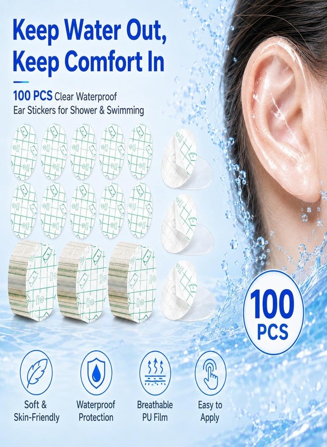 Notoke 100 PCS Clear Waterproof Ear Stickers for Shower & Swimming – Disposable Ear Protectors with Ear Covers, 1.7x2.7in – Ideal for Surfing, Snorkeling & Water Sports - Image 4