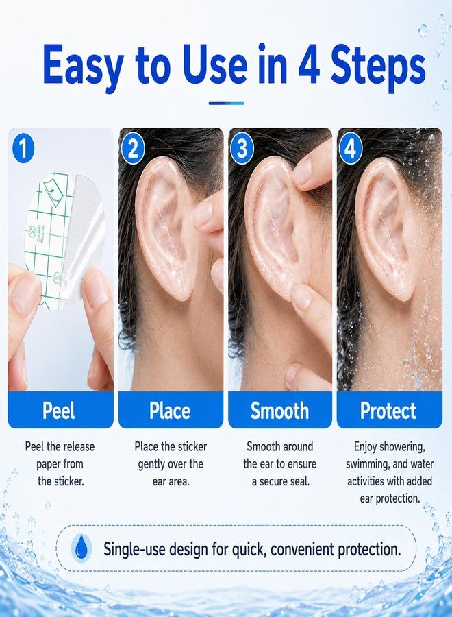 Notoke 100 PCS Clear Waterproof Ear Stickers for Shower & Swimming – Disposable Ear Protectors with Ear Covers, 1.7x2.7in – Ideal for Surfing, Snorkeling & Water Sports - Image 5