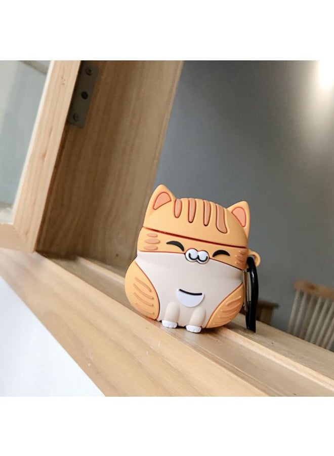 Cat Themed Case Cover With Carabiner For Apple AirPods 1/2/Pro Yellow/Brown/White - Image 4